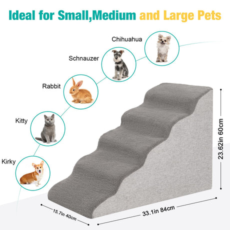 Dog Stairs for Small Dogs- Dog Steps Stairs Ramps for Bed Couch, High Density Foam Pet Steps Stairs for Dogs to Get on Bed