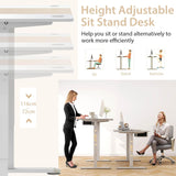 Electric Height Adjustable Standing Desk, Ergonomic Sit Stand Desk, Stand up Computer Workstation w/USB Charging Port, Storage Drawer, 2 Cable Holes, for Home Office 140 x 70 cm