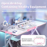 Ergonomic Large Gaming Desk, 100CM Computer Desk, K-Shaped Gaming Table, PC Gaming Workstation Home Office Desks, Space-Saving, Easy to Assemble (White, 100CM)