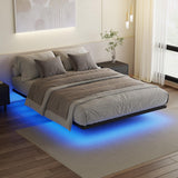 Floating Bed Frame Double Size with LED Light, Metal Platform Double Bed, No Box Spring Needed, Easy to Assemble