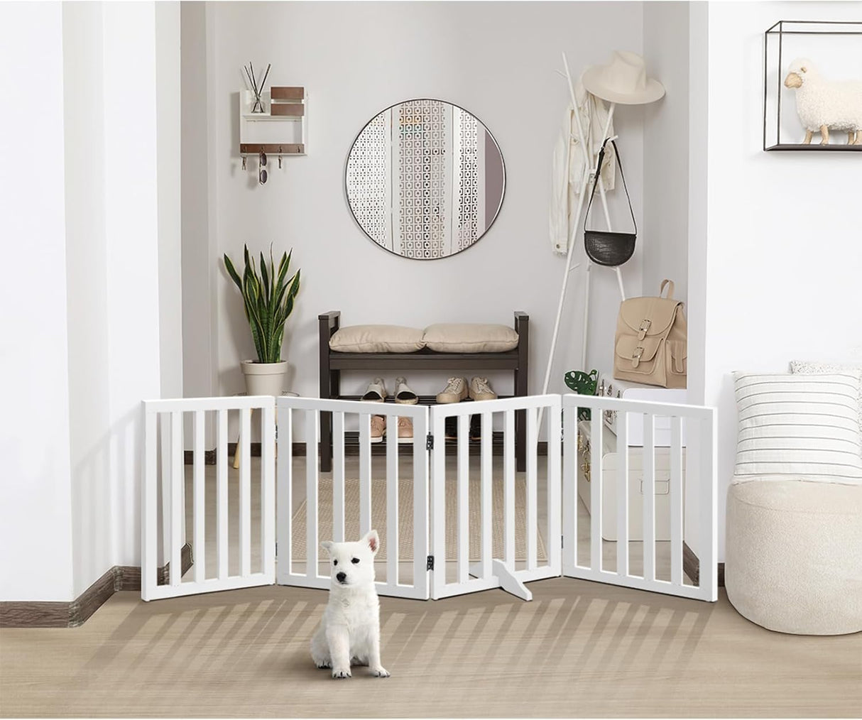 Foldable Dog Gate Wooden Pet Fence