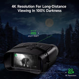 Night Vision Binoculars, 4K Portable Night Vision Goggles Military Tactical, 3'' Large Screen Binoculars for Adults with Anti-Shake Motion Detection & Rechargeable Lithium Battery