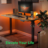 Electric Standing Desk - Motorized Height Adjustable Sit Stand Table with Touch Control Panel and Cable Management - Ideal for Home Office and Workstation Ergonomics(Black Frame+120cm Brown Top)