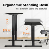 Electric Standing Desk, 120 x 60 cm Sit Stand Home Office Desk with 3 Memory Height Settings, Height Adjustable Computer Desk with 2 Hanging Hooks & Cable Management