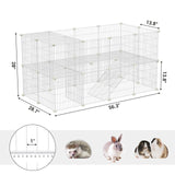 Pet Playpen, Small Animal Playpen, Rabbit Guinea Pig Cage, Zip Ties Included, Metal Wire Apartment-Style Two-Story Pet Premium Villa for Bunnies Puppies, Indoor Use, White