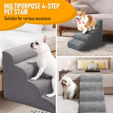 Dog Stairs 4 Tiers Dog Steps Pet Ramp Stairs for Couch and Bed Non-Slip 4-Step Pet Stairs, Small Dog Cat Ramp Pet Dog Steps 4 Tiers Training Stairs, Removable and Washable Case (4 Tiers)