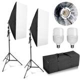 Photography Softbox Lighting Kit 2 x 25W LED Continuous Lighting Soft Box with Adjustable Light Stand for Portraits Video Shooting + Carry Bag