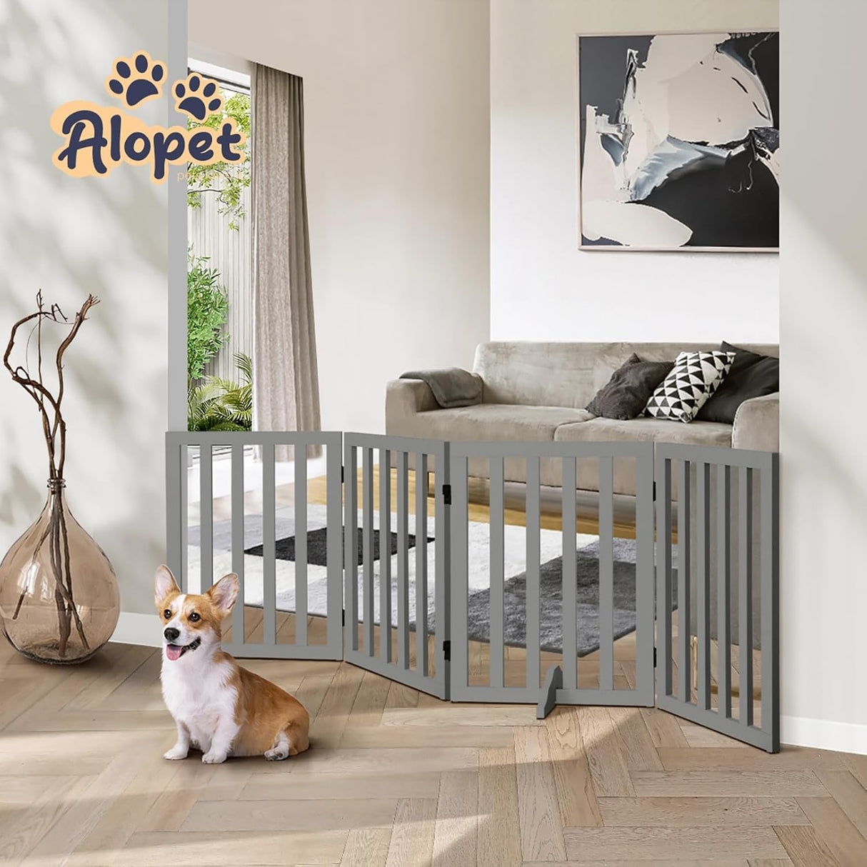 Foldable Dog Gate Wooden Pet Fence