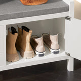 White Shoe Bench Shoe Rack Shoe Cabinet Hallway Storage Bench with Seat Cushion