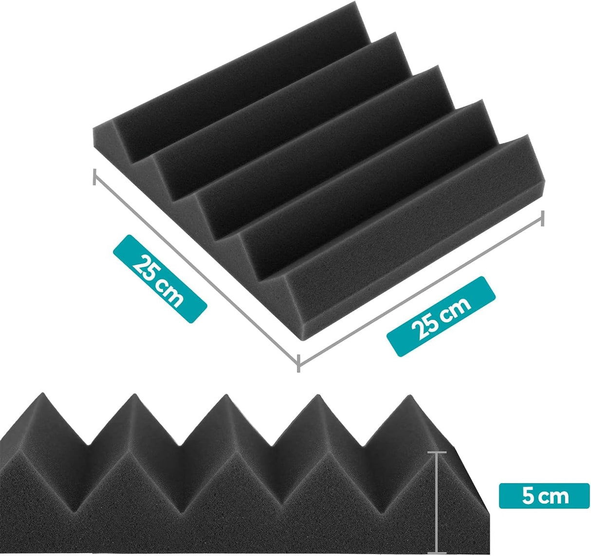 48 Pack Sound Proof Foam Panels Pack Acoustic Foam,25 X 25 X 5 cm Wedges Acoustic Panels,Sound Absorbing Panels for Studio/Office/Home Sound Proof Panels for Walls (2.5cm)