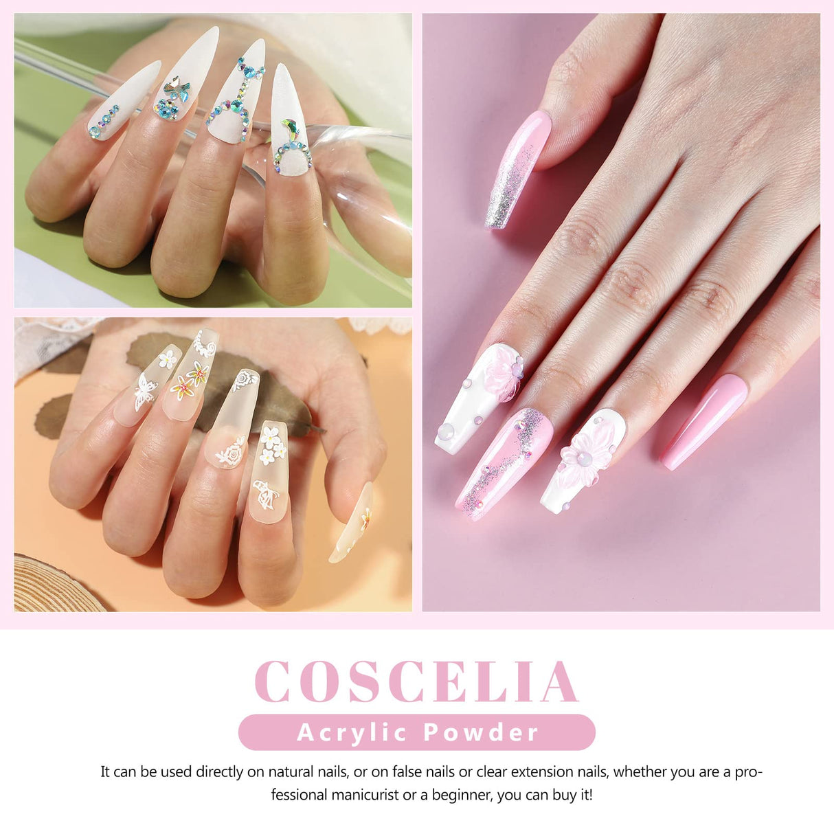 Acrylic Nail Kit with Nail Drill Machine 36W LED U V Nail Dryer with Acrylic Powder White Pink Clear and 36Pcs Nail Glitter Powder with basic manicure tools for Nail Builder for Women