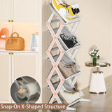 Foldable Shoe Rack, 4-Tier Installation-Free Shoe Rack, Free Standing Shoe Shelf Storage Organizer for Closet, Entryway, Balcony, Living Room, Bedroom, Brown