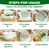 Snap Salad Cutter Bowl 5 In 1 Multifunctional Quick Fresh Salad Slicing Bowl Safe And Effective Salad Cutter Bowl Veggie Choppers And Dicers Safe And Non-Toxic Kitchen Accessories For Healthy