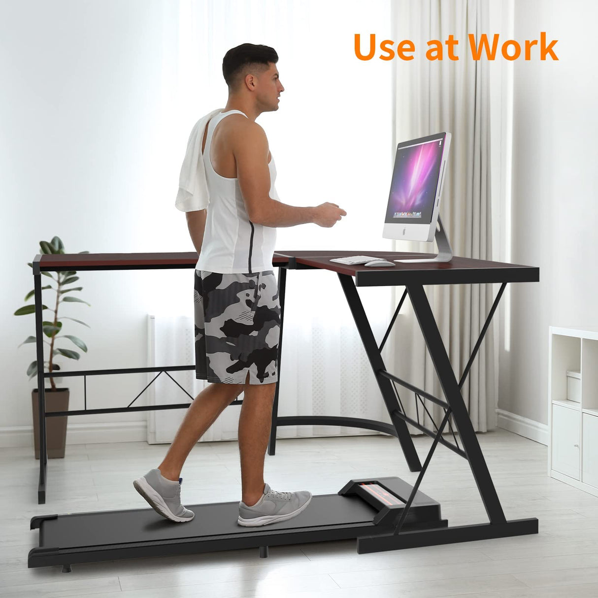 Walking Pad Treadmill, Under Desk Electric Treadmill, Compact Portable Walking Jogging Running Machine for Home Office with APP/Remote Control, LED Display, Low Noise