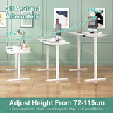 Standing Desk Electric Height Adjustable Sit Stand Desk 120 * 60cm Motorised Home Office Computer Workstation White Desktop and White Frame