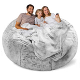 Bean Bag Chair Cover(Cover Only,No Filler),Big Round Soft Fluffy PV Velvet Washable Bean Bag Lazy Sofa Bed Cover for Adults,Living Room Bedroom Furniture Outside Cover,180cm Snow Grey.