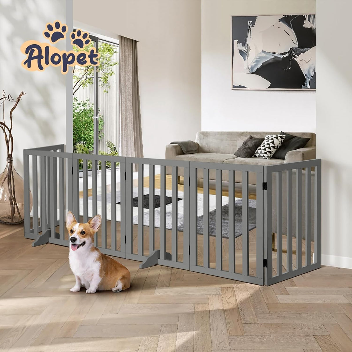 Foldable Dog Gate Wooden Pet Fence