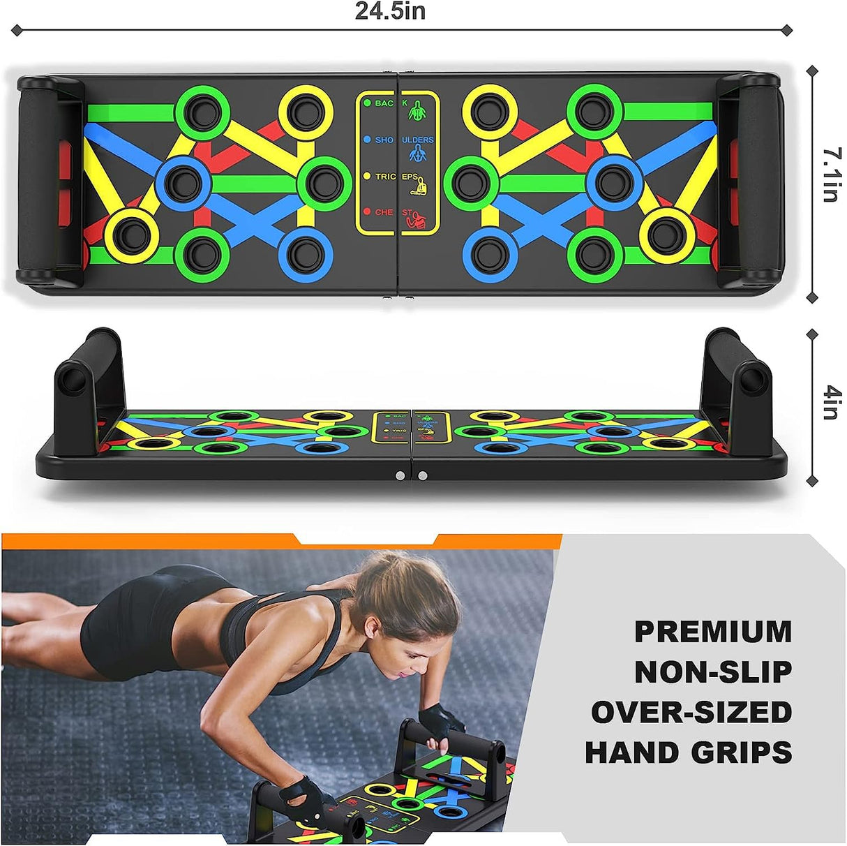 Push Up Board, Portable Multi-Function Foldable 14 in 1 Push Up Bar, Push Up Handles for Floor, Home Workout Equipment Push Up Board, Strength Training Equipment for Men & Women