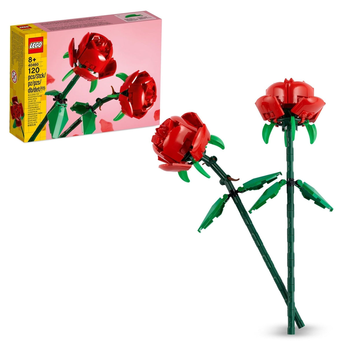 LEGO Botanicals Roses Artificial Flowers Set, Compatible with Flower Bouquets from The Botanical Collection, Home Decor or Office Desk Accessory, Toy Building Set for 8+ Year Old Kids, & Adults 40460