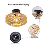 Rattan Ceiling Light Chandelier Lighting Hand Woven Ceiling Lamp Flush Mount Ceiling Lights Vintage Lighting Fixtures E27 Farmhouse Pendant Lights Kitchen Dining Room Bedroom Hallway 1 Pack