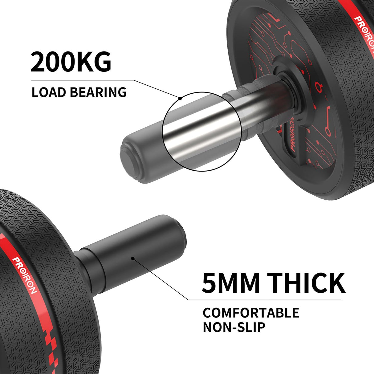 Ab Roller Wheel, Ab Wheel Exercise Equipment for Core Workout with Anti-Slip Handles Abdominal Exercise for Home Gym Fitness Equipment with Knee Pad