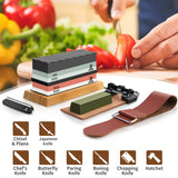 Professional Knife Sharpening Stone Set,Professional Whetstone Sharpener,Premium 4 Side Grit 400/1000 3000/8000 Water Stone,Flattening Stone,Non-Slip Bamboo Base,Chisel Honing Guide.