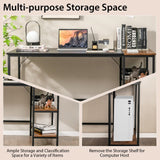 140 CM Computer Desk, Large Home Office Desk with 2-Tier Storage Shelves, Modern Laptop PC Desk with Heavy-Duty Steel Frame, Multipurpose Writing Desk Study Desk (Black)