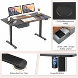 Electric Height Adjustable Standing Desk, Ergonomic Sit Stand Desk, Stand up Computer Workstation w/USB Charging Port, Storage Drawer, 2 Cable Holes, for Home Office 140 x 70 cm