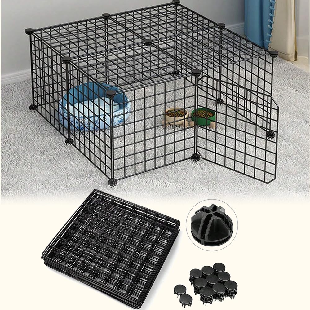 Small Animal Playpen, 12 Panels Guinea Pig Cages, Pet Playpen, Rabbit Cage, Small Animal Cage, Puppy Kitten Dog Playpen, Indoor Outdoor Portable Metal Wire Yard Fence