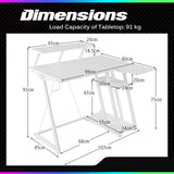 L-Shaped Gaming Desk with Outlets & USB Ports, Small Computer Desk with Monitor Shelf, Headphone Hook, Storage Shelf & Host Stand, Corner Gamer Desk with Carbon Fiber Texture