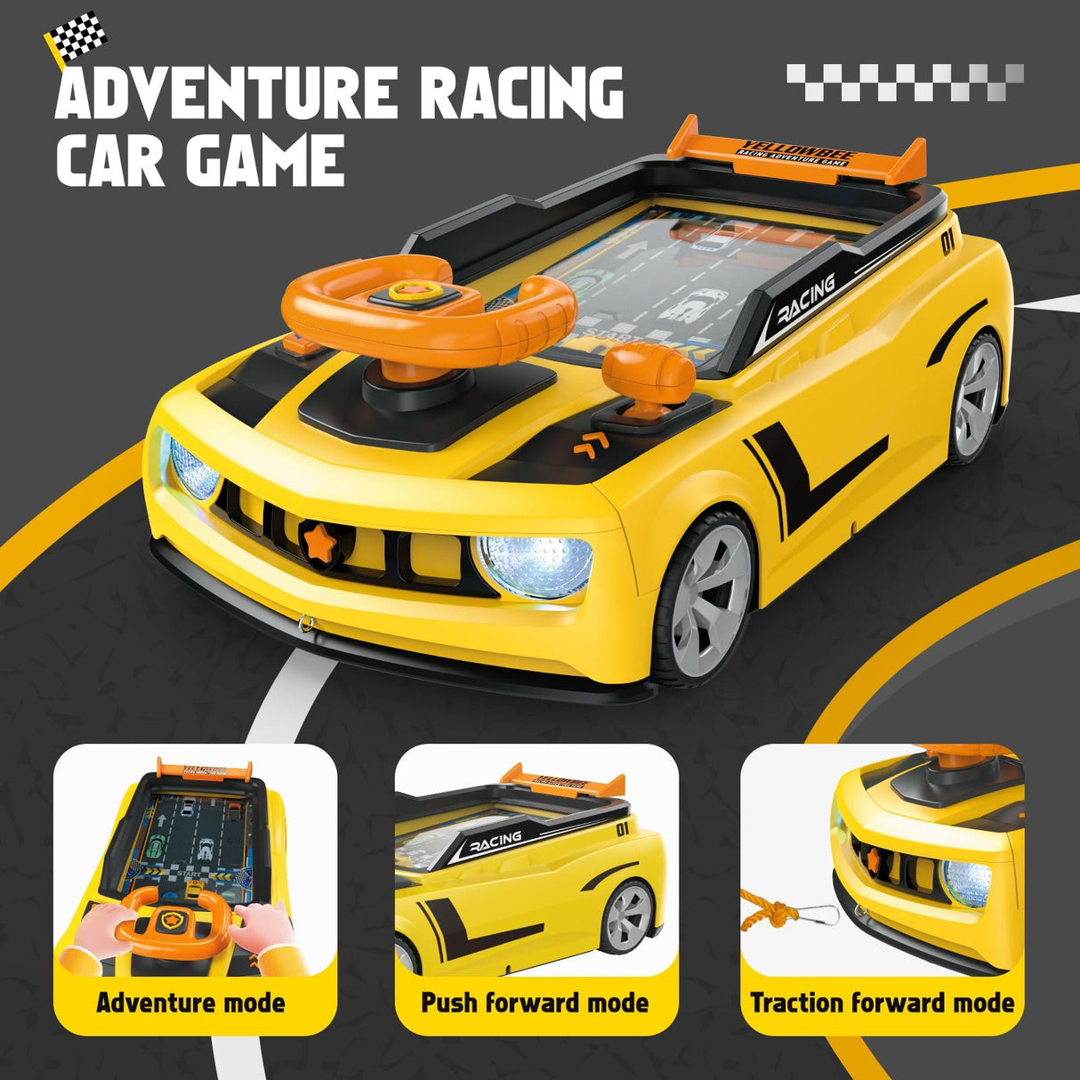 Kids Driving Streeting Wheel Toy, Car Driving Racing Game Steering Wheel for Kids, Dodge Vehicle Adventure Play Electronic Simulation Childrens Education