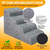 Dog Stairs 4 Tiers Dog Steps Pet Ramp Stairs for Couch and Bed Non-Slip 4-Step Pet Stairs, Small Dog Cat Ramp Pet Dog Steps 4 Tiers Training Stairs, Removable and Washable Case (4 Tiers)