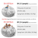 Bean Bag Chair Cover(Cover Only,No Filler),Big Round Soft Fluffy PV Velvet Washable Bean Bag Lazy Sofa Bed Cover for Adults,Living Room Bedroom Furniture Outside Cover,180cm Snow Grey.