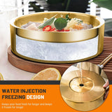 11in Gold Stainless Steel Ice Chilled Serving Trays, Appetizer Cold Serving Tray Platter with Ice, Iced Serving Tray for Parties, Cooling Shrimp Cocktail Serving Dish for Food Fruit (28cm)