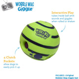 Wobble Wag Giggle Ball, Interactive Dog Toy, Fun Giggle Sounds, As Seen On TV green Medium