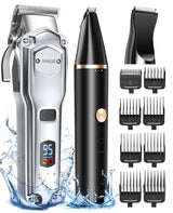 Dog Clipper and Paw Trimmer 2-in-1 Set, IPX7 Waterproof Clipper, Dog Thick Fur Paw Clipper, Hair Trimmer for Dogs and Cats