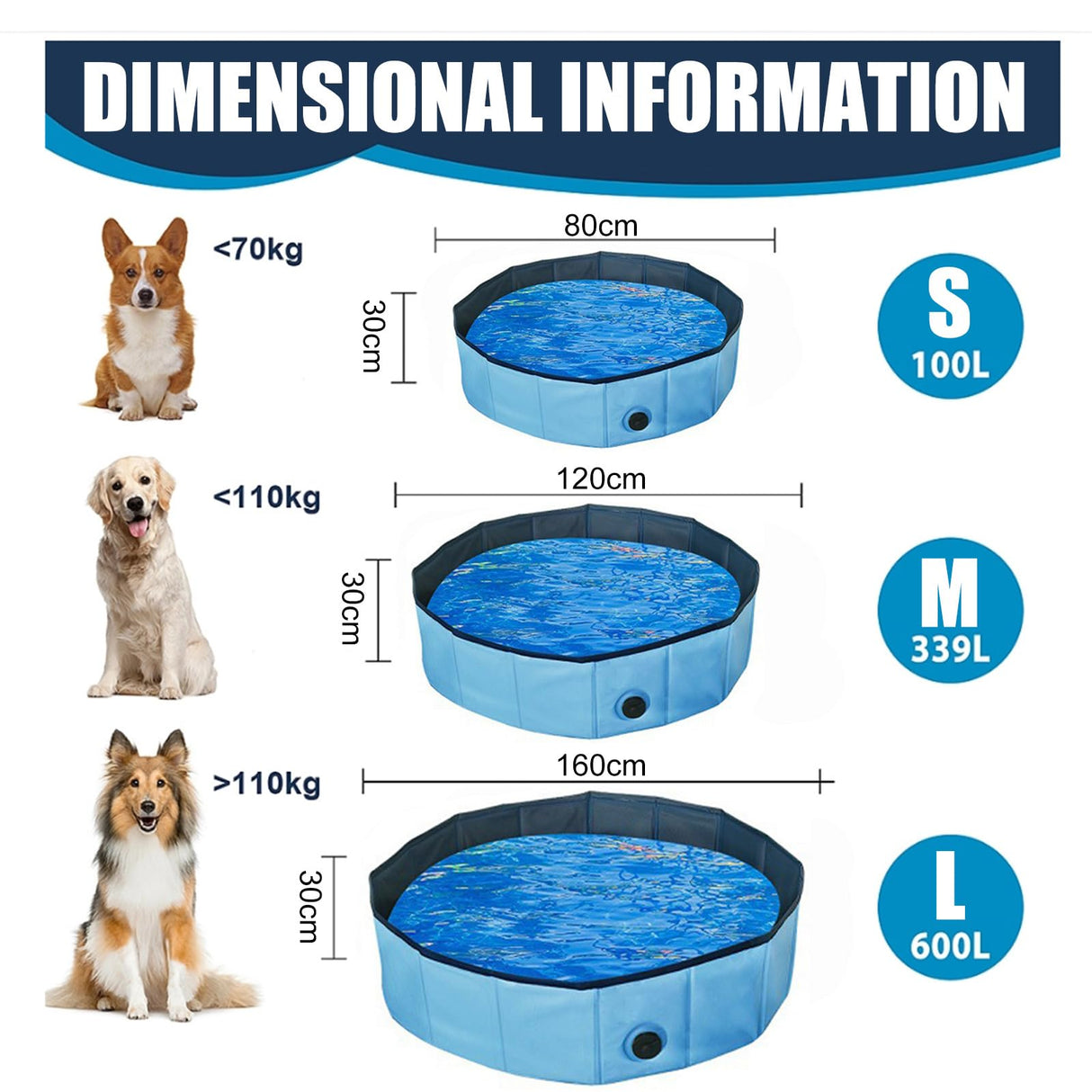 Foldable Dog Pool, Collapsible Hard Plastic Dog Swimming Pool,Portable Bath Tub for Pets Dogs and Cats,Pet Wading Pool Portable Suitable for Indoor and Outdoor use