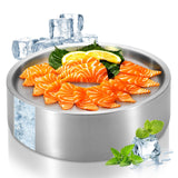 Stainless Steel Chilled Serving Tray, Silver Cold Serving Tray Platter with Ice Chamber, Shrimp Cocktail Serving Dish with Ice, Chilled Serving Bowl for Party Fruit Food Buffet