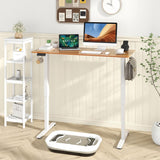 Electric Standing Desk, 140 x 60 cm Sit Stand Home Office Desk with 3 Memory Height Settings, Height Adjustable Computer Desk with 2 Hanging Hooks & Cable Management