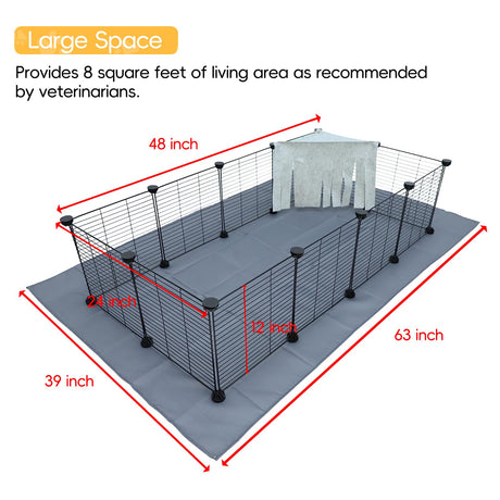 Guinea Pig Cages with Liner 48x24x12inch C&C Small Animal Cage Pet Puppy Dog Playpen Indoor Rabbit Chinchilla Hedgehog Habitat Fence DIY 12PCS Metal Grids with Bottom TSL05