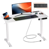 Height Adjustable Desk, 120cm Electric Standing Desk, Power Outlets, Home Office & Gaming Workstation, Easy Assembly, Versatile Table, White