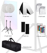 Photography Softbox Lighting Kit 2x150W 3200-6000K Dimmable RGB Soft Box Lights LED Continuous Lighting Kit Studio Equipment for Portrait Product Fashion Shooting.