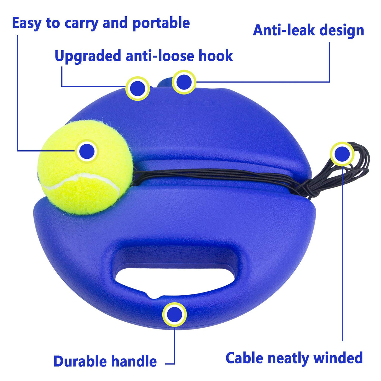 Tennis Trainer Rebound Ball, Tennis Practice Trainer Gear Tennis Training Equipment Kit with 1 Trainer Base 4 Elastic Ropes & 4 Balls for Beginners, Kids, Adults