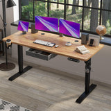 Radlove Height Adjustable Electric Standing Desk with Drawer, 63 x 30 Inch (160x76CM) Stand Up Table, Computer Desk Splice Board, Home Office Computer Ergonomic Desk, Rustic Brown Top + Black Frame