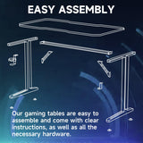 120 CM Gaming Desk Carbon Fiber Surface Gaming Desk Large Computer Desk Ergonomic Home Office Desk L Computer Gamer Workstation with Cup Holder and Headphone Hooks