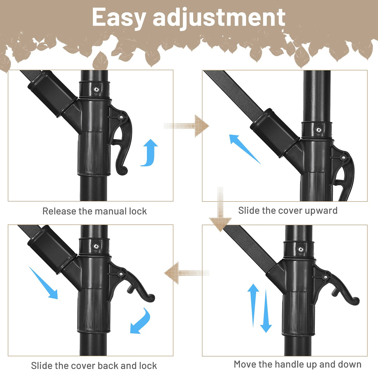 3M Patio Offset Umbrella w/8 Ribs, Cantilever Umbrella w/Cross Base and Crank, Backyard Offset Umbrella, Outdoor Hanging Umbrella for Garden, Poolside and Yard