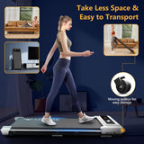 Walking Pad Treadmill, Under Desk Treadmill for Home and Office, 2 in 1 Portable Treadmill with Smart Remote Control, Compact Treadmill 265LB Capacity for Walking and Jogging