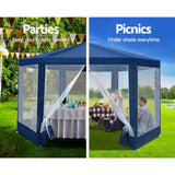 2x2 Marquee Gazebo, Pop Up Camping Tent Folding Gazebos Garden Outdoor Wedding Party Canopy Patio Carport, Water Resistant and UV 6 Mesh Wall Navy