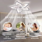 Ceiling Fan with Lights,27In Remote Control 3 Color temperatures,6 Gear Wind Speed Fan Light,Ceiling Lights with Fan for Bedroom,Children’s Room and Dining Room (White)