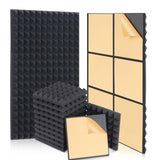 24 Pack Sound Proofing Panels Self-Adhesive Acoustic Panels 30 x 30 x 5 cm High Density Pyramid Soundproof Wall Panels Sound Absorbing Panels Sound Proof Foam Panels for Studio Office Home